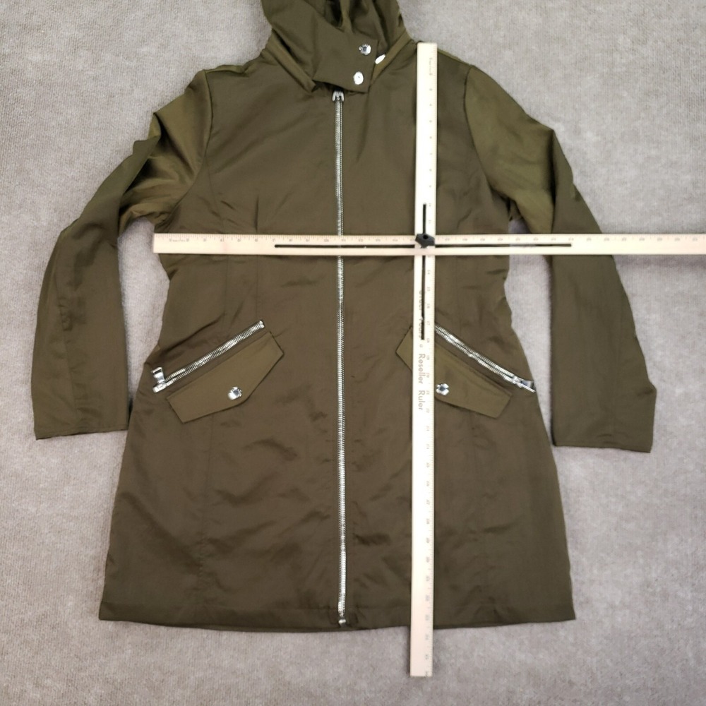 Karl Lagerfeld Jacket Women Size Large Green Hooded Windbreaker Pockets Full Zip - Picture 2 of 11